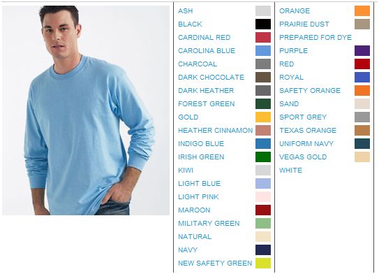 Long Sleeve T-Shirt (Gildan #2400): $7.50